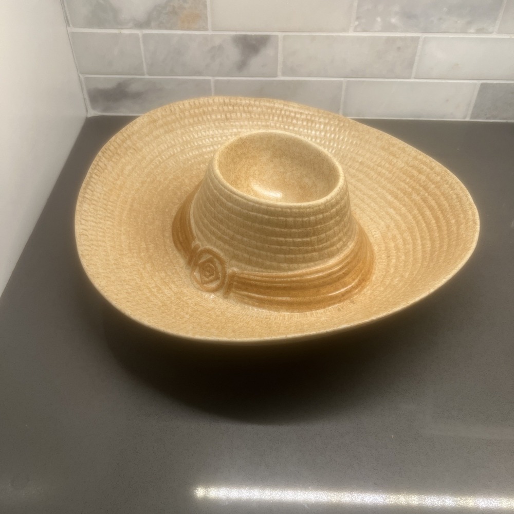 Treasure Craft USA Pastel Sombrero Hat Shaped Chip and Dip 14" x13" EUC